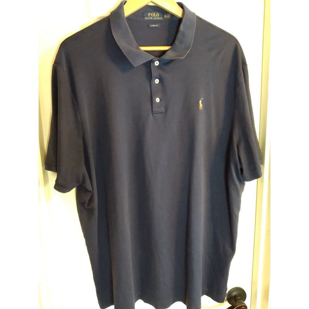 Polo Ralph Lauren Polo Shirt Blue Sz XXL 100% Cotton Preppy Logo Casual